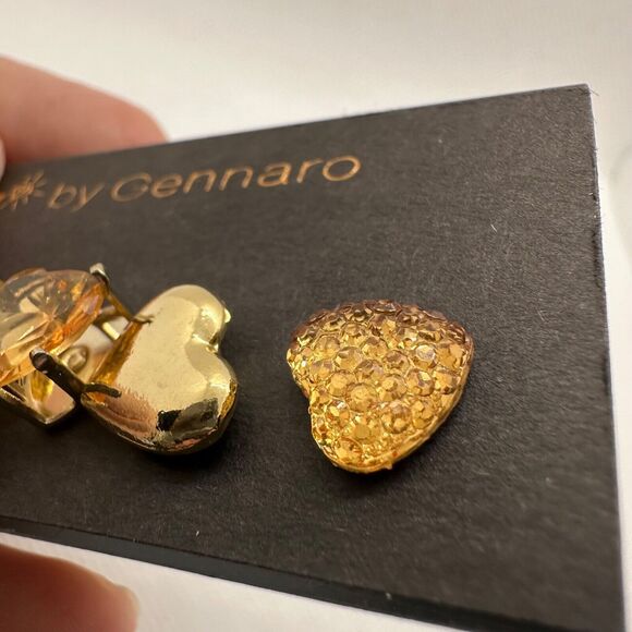 G by Gennaro Lot of 6 Single Stud Earrings Gold Tone Yellow Stone Heart Love - Picture 3 of 5